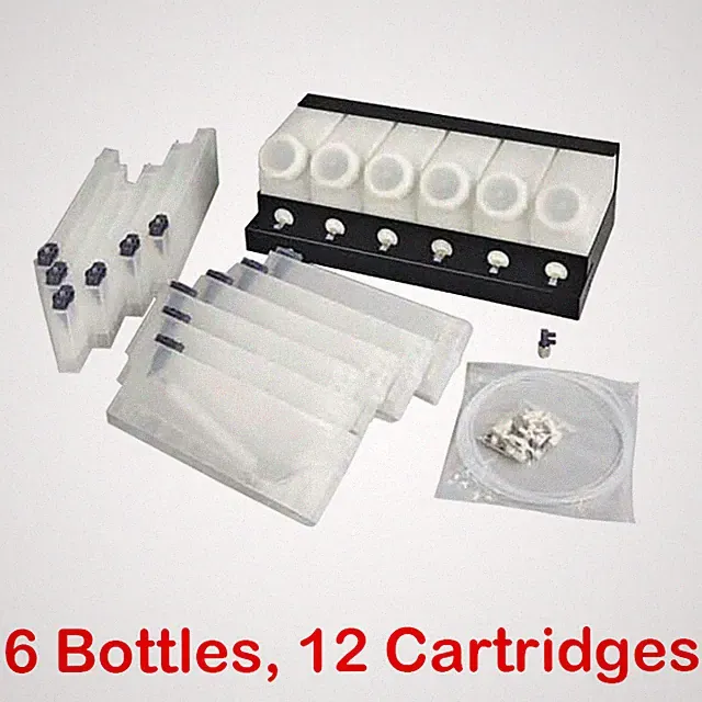 6 Bottles, 12 Cartridges Continuous Bulk Ink Supply System CISS For Roland Print