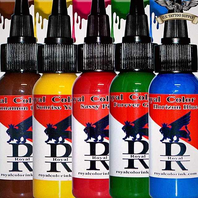 Royal Color Ink 1 oz 5 Color Set - Brown, Yellow, Pink, Green, Blue